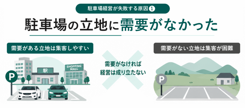 駐車場経営で失敗する原因_①駐車場の立地に需要がなかった