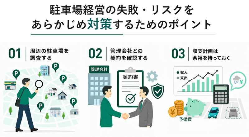 駐車場経営の失敗・リスクをあらかじめ対策するためのポイント